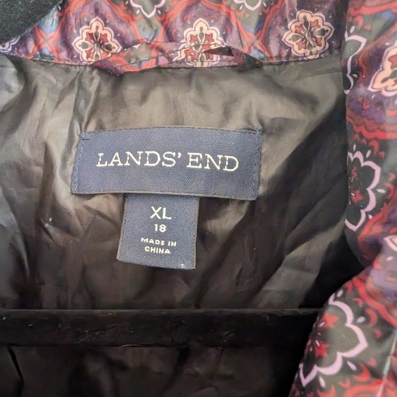 Lands' End purple patterned down jacket sz 18 - Picture 6 of 8
